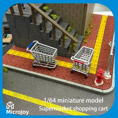 Detailed Scene 1: 1:64 Scale Miniature Model Repair Workshop, Mini Supermarket Shopping Cart, Handcrafted Ornament, Car Model Scene with Vintage Layout
