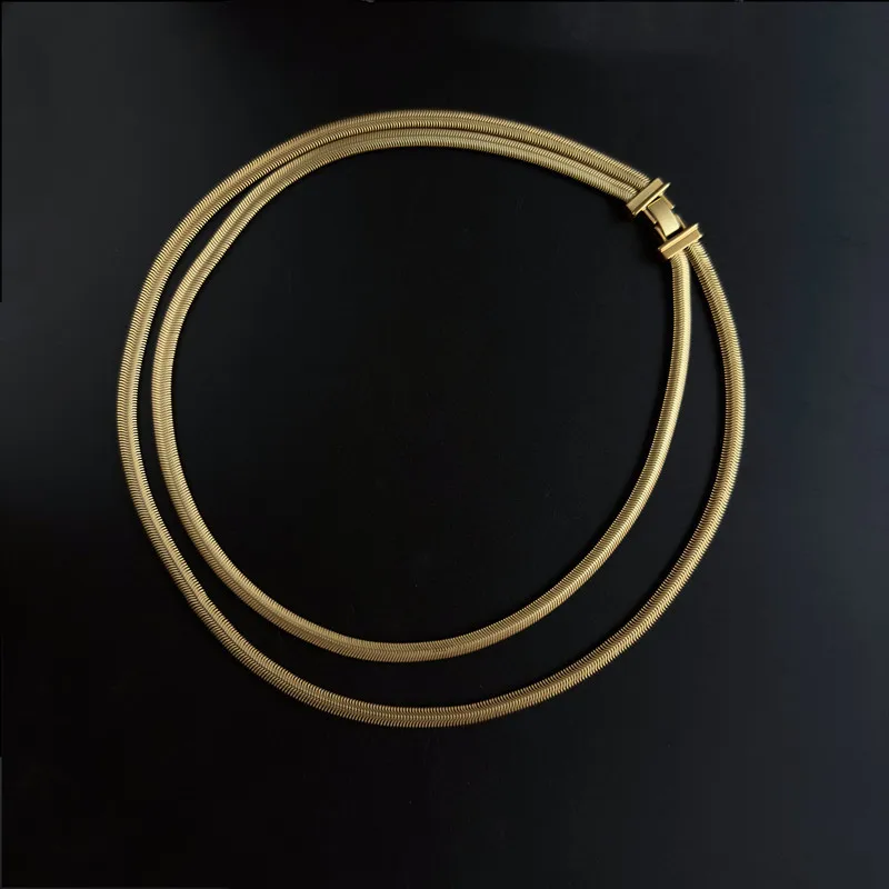 

INS Style Matte Double-Layer Soft Flat Snake Chain, Versatile Clavicle Necklace Fashion Jewelry For Women Unique Birthday Gifts