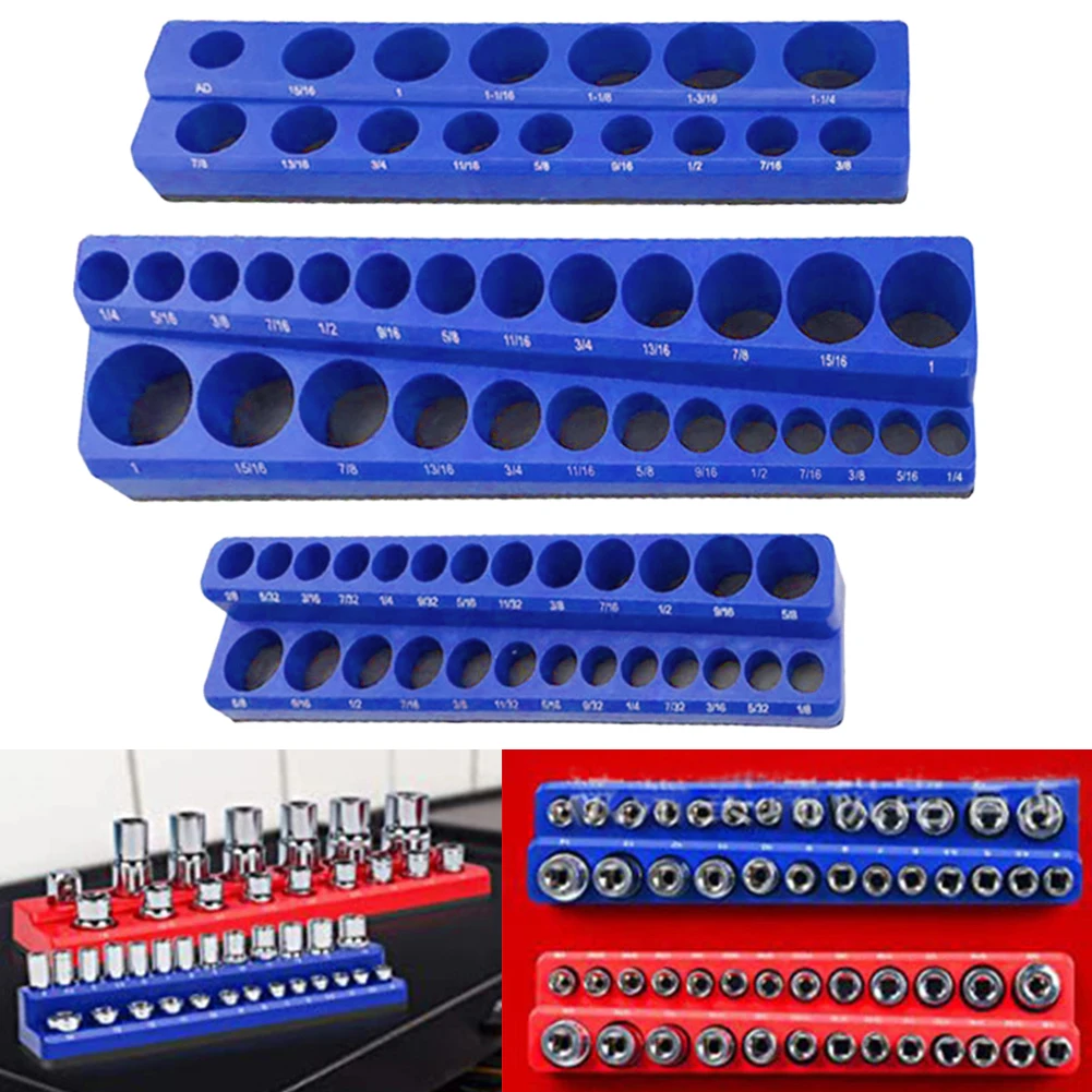 

Heavy Duty Magnetic Socket Organizer Storage Set Compatible with 14 1 2 3 8 1 4 Drive Metric SAE Sockets for Workshop