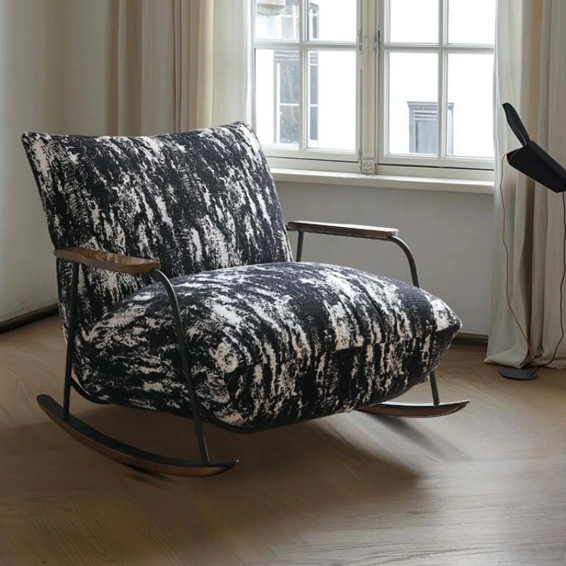 

Modern vintage ink single rocking chair living room balcony home office designer lounge chair lazy lounge chair