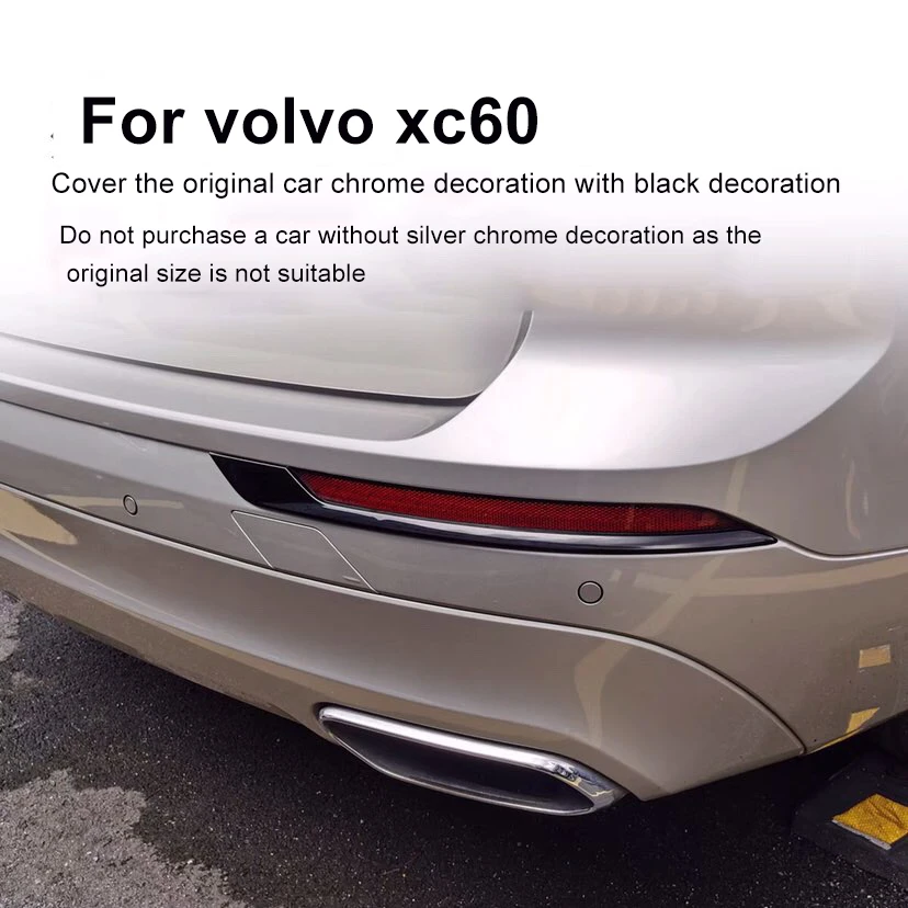 For Volvo XC60 rear fog lamp decoration black decorative car accessories Paste on silver chrome decoration