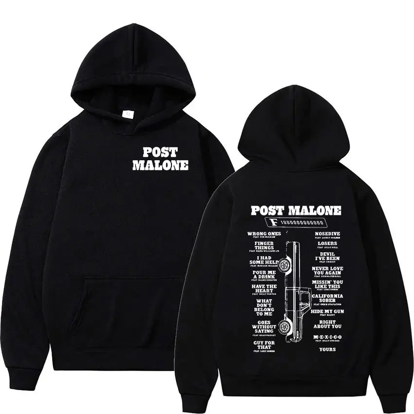 

Retro P-Posts M-Malones The F-1 Trillion Tour 2024 Print Hoodie Men's Hip Hop Fashion Pullover Sweatshirt Casual Oversized Hoody