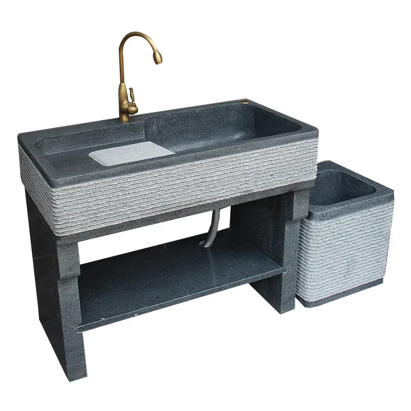 

ZQ Marble Laundry Pool Balcony Sink Laundry Sink With Washboard Overall One-piece Custom Stone Stone Basin Slot