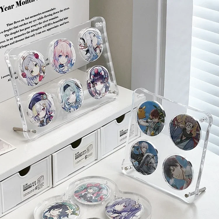 Hanging Acrylic Badge Display Stand Transparent Desktop Badge Protective Cover Anime Peripheral Stand Storage Box Card Brick