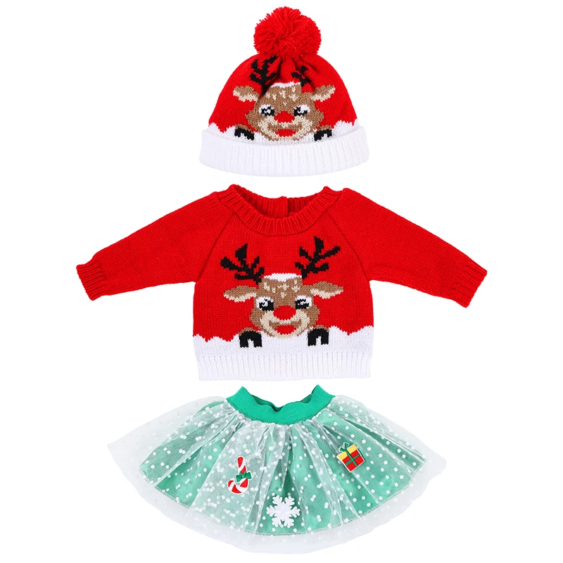 新しい 16-18 インチ 40.64 センチメートル クリスマスニット人形服セット 新生児人形、リボーン人形、クリスマスギフト用