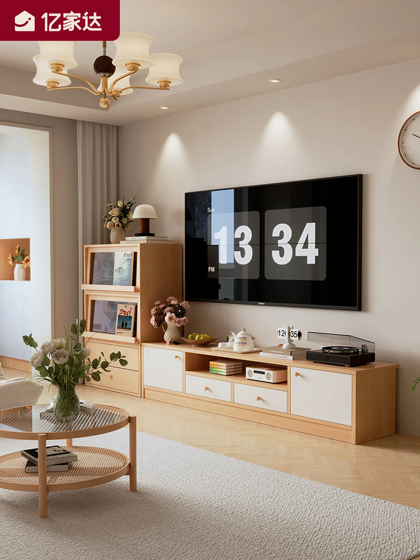 

Шкаф для телевизора, гостиная, бревенчатый ветер, маленький, хит продаж 2025, новое хранилище и хранилище, встроенное от пола до потолка