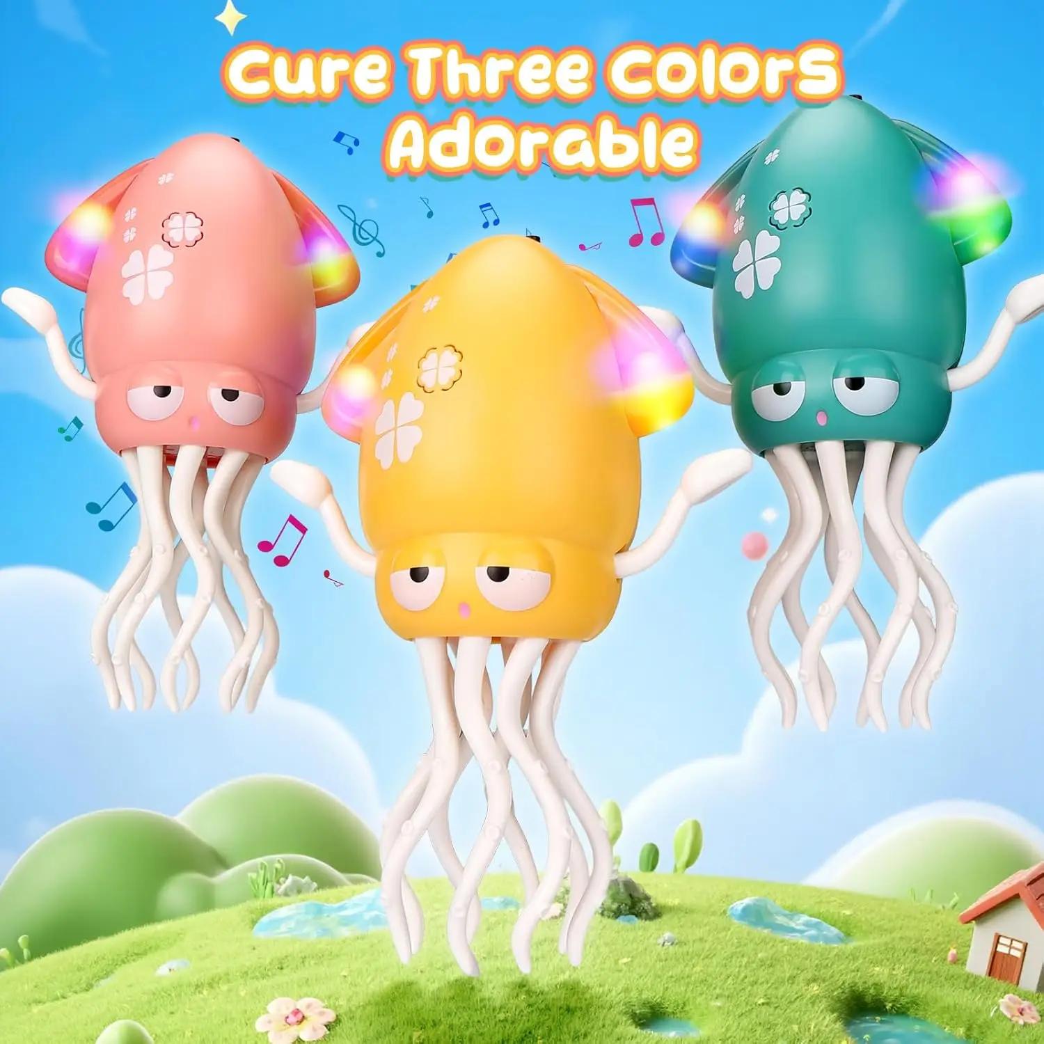 Dança polvo mágico eletrônico brinquedos para animais de estimação balançando polvo rastejando brinquedos com música & luzes interativos lula movendo brinquedos