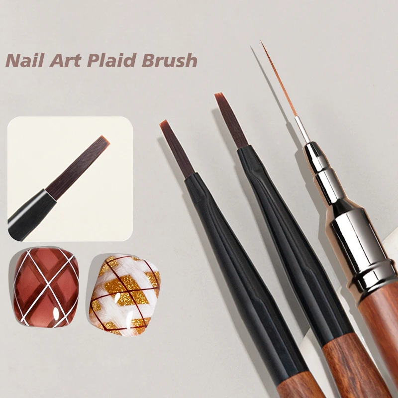 Pennello professionale per nail art scozzese per tartan e linee Pennello da disegno per pittura con dettagli sottili Strumento per unghie per manicure con estensione gel UV fai-da-te