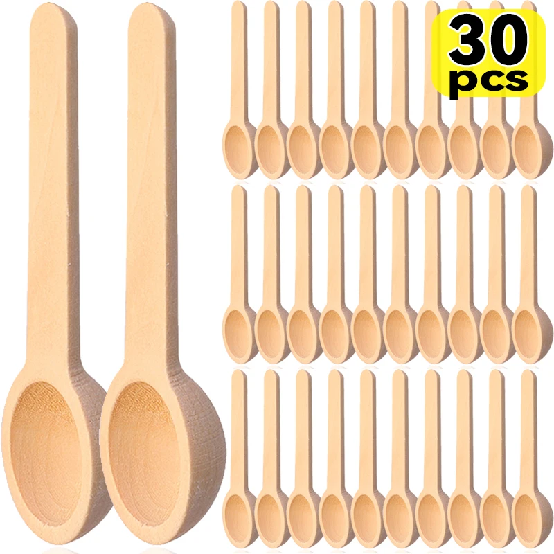 30/20/10Pcs Mini Wooden Spoons Kitchen Cooking Seasoning Honey Bean Salt Spice Jars Measuring Scoops Coffee Tea Spoon Tableware