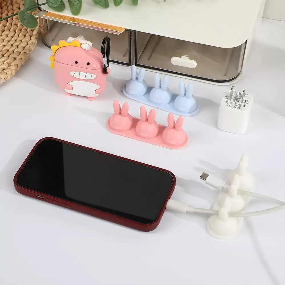 Cute Bunny Desktop Kabel Organizer Ladekabel Halter und Organizer Selbstklebende Handy Kabel Wickler