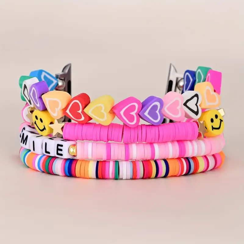 Bohemian bead bracelet compatible with iWatch strap 38mm 40mm 41mm 42mm 44mm 45mm 49mm for women, fashionable handmade elastic s