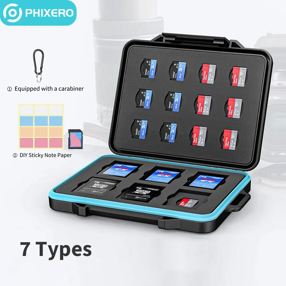 PHIXERO EVA  Bag Storage Box Shockproof Memory SD Card Anti-static Waterproof TF SD CF Micro SD Card Memory Card Storage Box