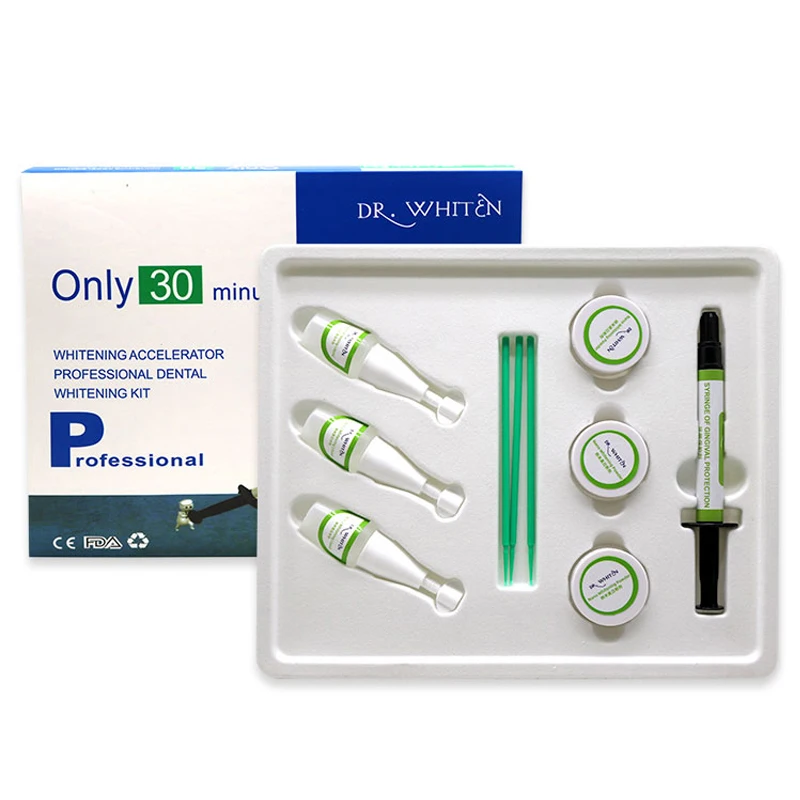 Kit de clareamento dental dr.whiten, gel de lixívia dentária, cuidados bucais apenas 30 minutos, clareamento dental limpo, 1 caixa, remove manchas