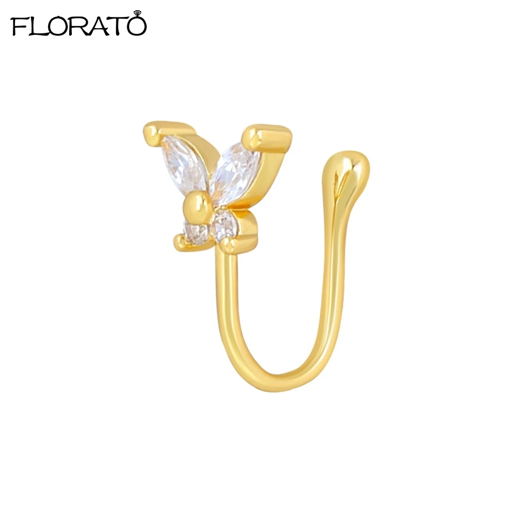 

1Pcs Gold Color Zircon Butterfly Ear Clip Female Luxury Shiny Crystal Non-Piercing Fake Cartilage Ear Cuff Earring Jewelry Gifts
