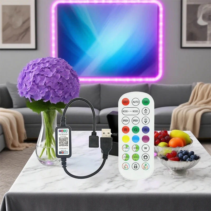 

Complete Set for App-Controlled RGB LED light strip Connector, 5V-24V DC USB