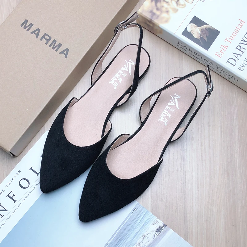 Women Flats Shoes for Women 2022 Spring New Pointed Shoes for Ladies Size 41 42 43 33 34 Suede Velvet Leather Flat Heel Shoes