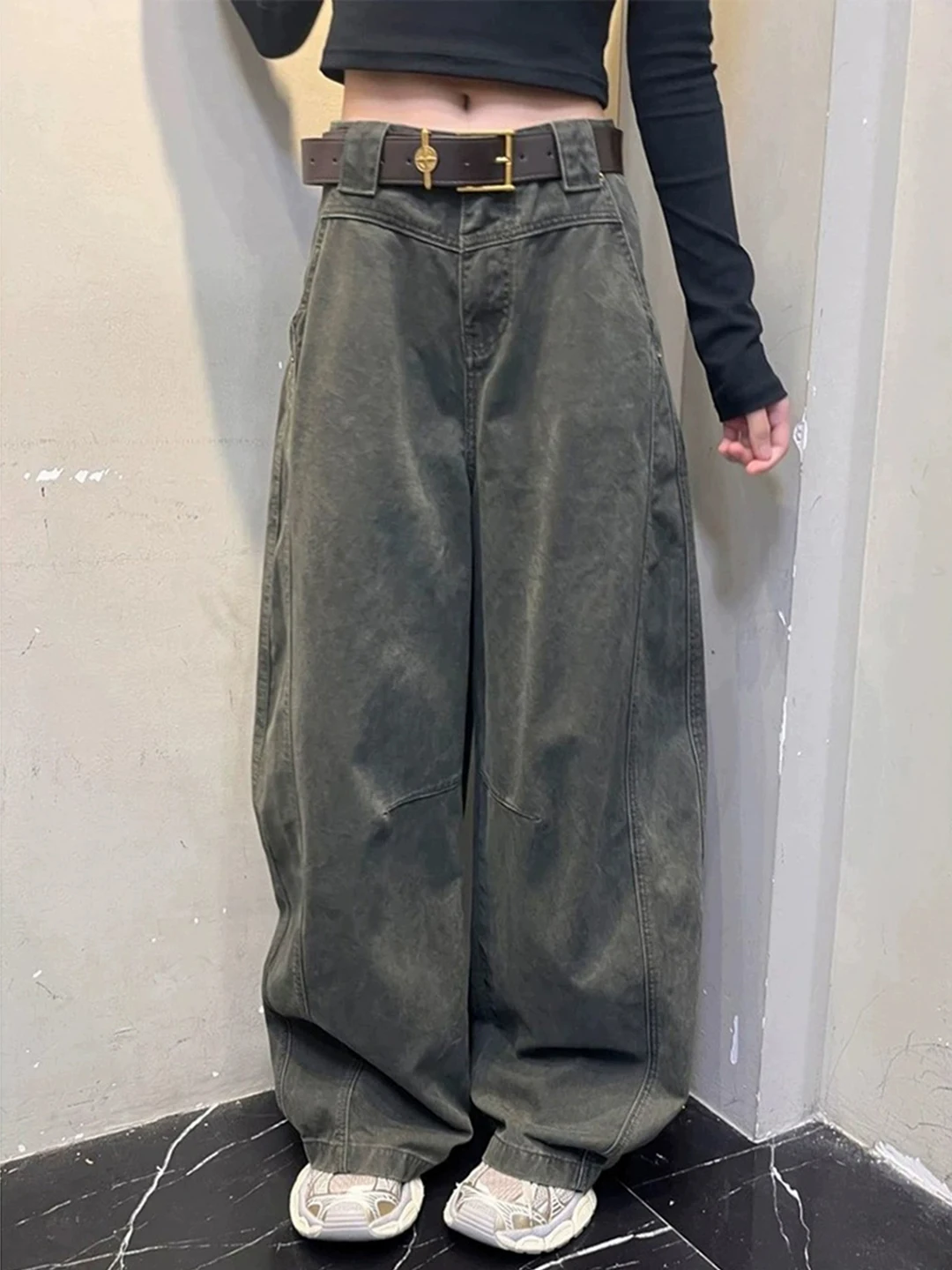 

Джинсы American Sle Knife, мужские и женские, свободного кроя, прямые, широкие, с чистым силуэтом, джинсы-буткат из денима, осенние