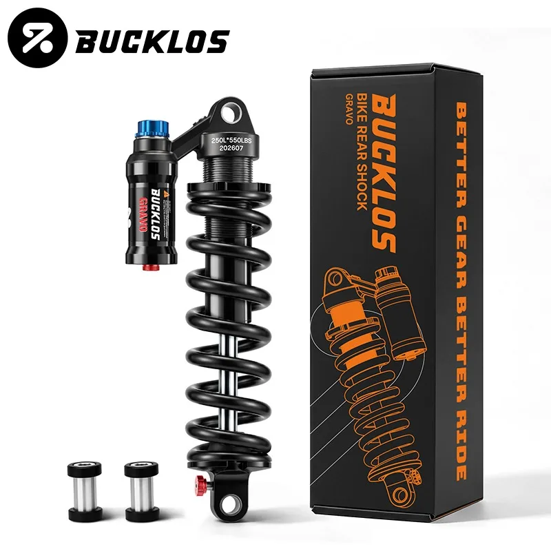 BUCKLOS Coil Spring Bike Rear Shock DH Compression Rebound Adjustable MTB Rear Suspension Mountain Bike Rear Shock Absorber