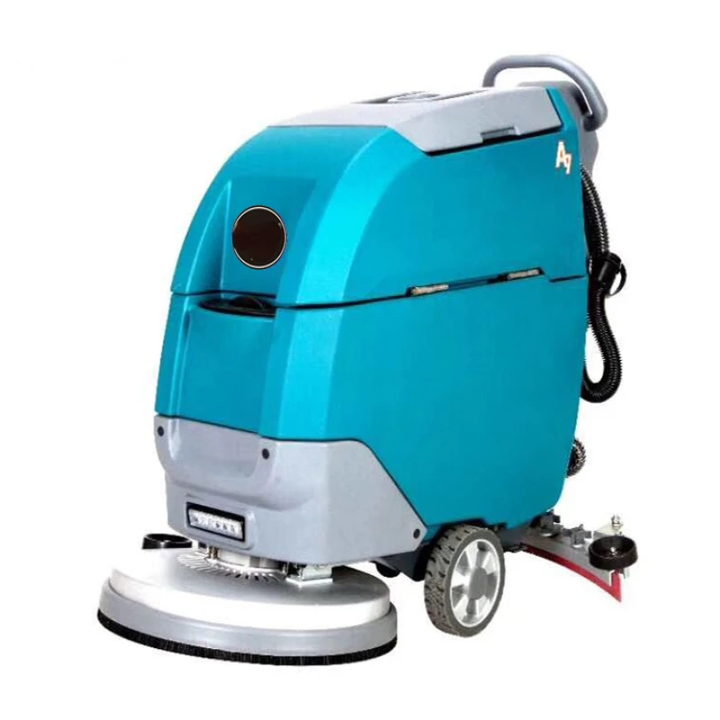 Battery powered electric hand compact floor scrubber with battery chargers