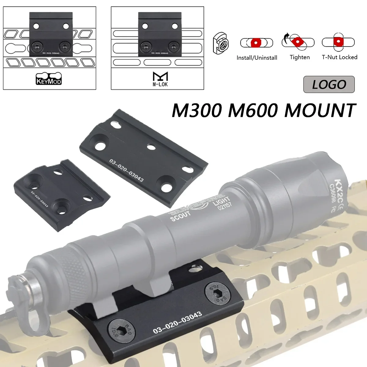 

Tactical SF M300 M600 Scout Light Side Mount DD CNC Keymod M-LOK Rail Flashlight Base Mounts Hunting Accessories