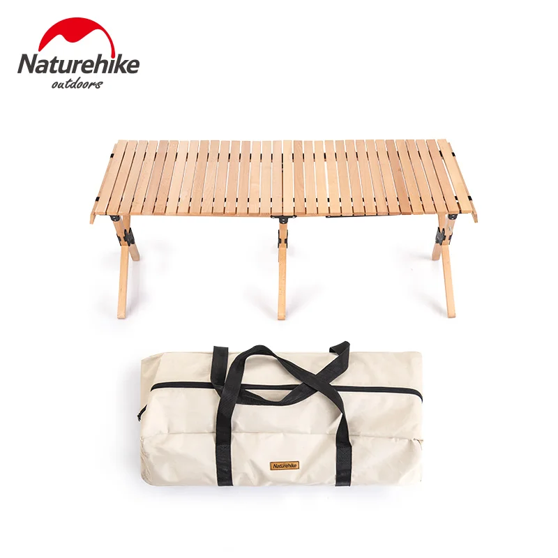 

Naturehike Outdoors Folding Table Portable Wood Egg Roll Table Bearing 30kg Stable Table Solid Wood Driving Tour Barbecue Picnic