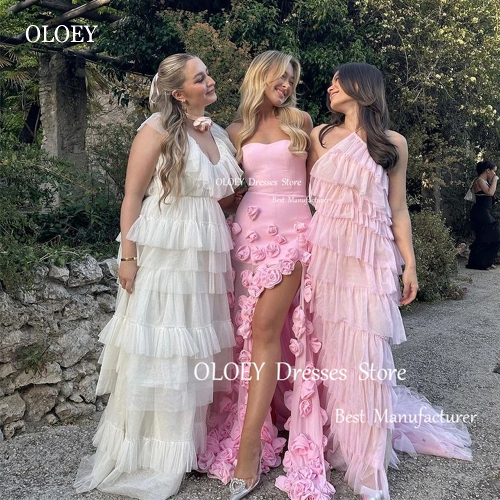 OLOEY Princess Silk Organza Layered Long Prom Party Dresses 2023 Evening Gowns Vestidos Floor Length Sweet Homecoming Dress