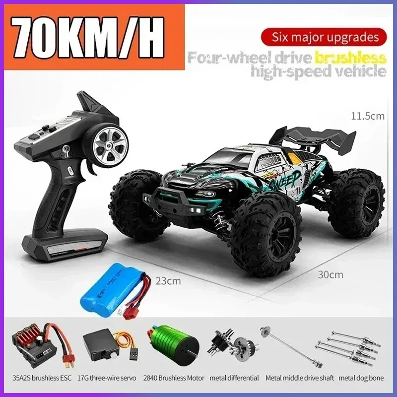

4x4 Off Road Quad RC Car 4WD 1:16 - 80 км/ч Супер бесщеточный 50 км/ч Матовый, высокоскоростной гоночный грузовик для дрифта Игрушка для детей и взрослых