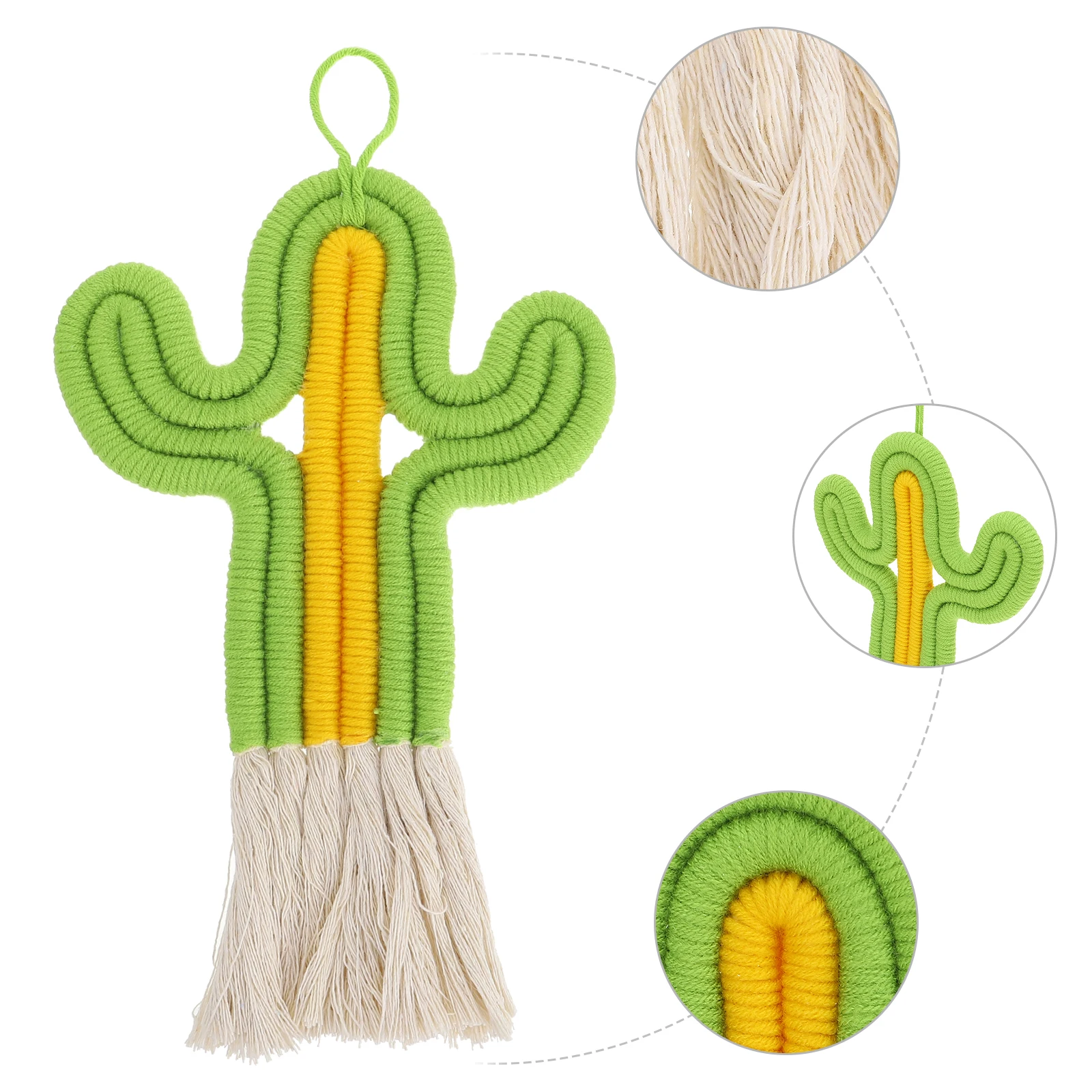 

1pc Cactus Tassel Pendant Premium Cotton Wall Hanging Decor Kids Room Natural Home Ornament Creative Craft Delicate Background