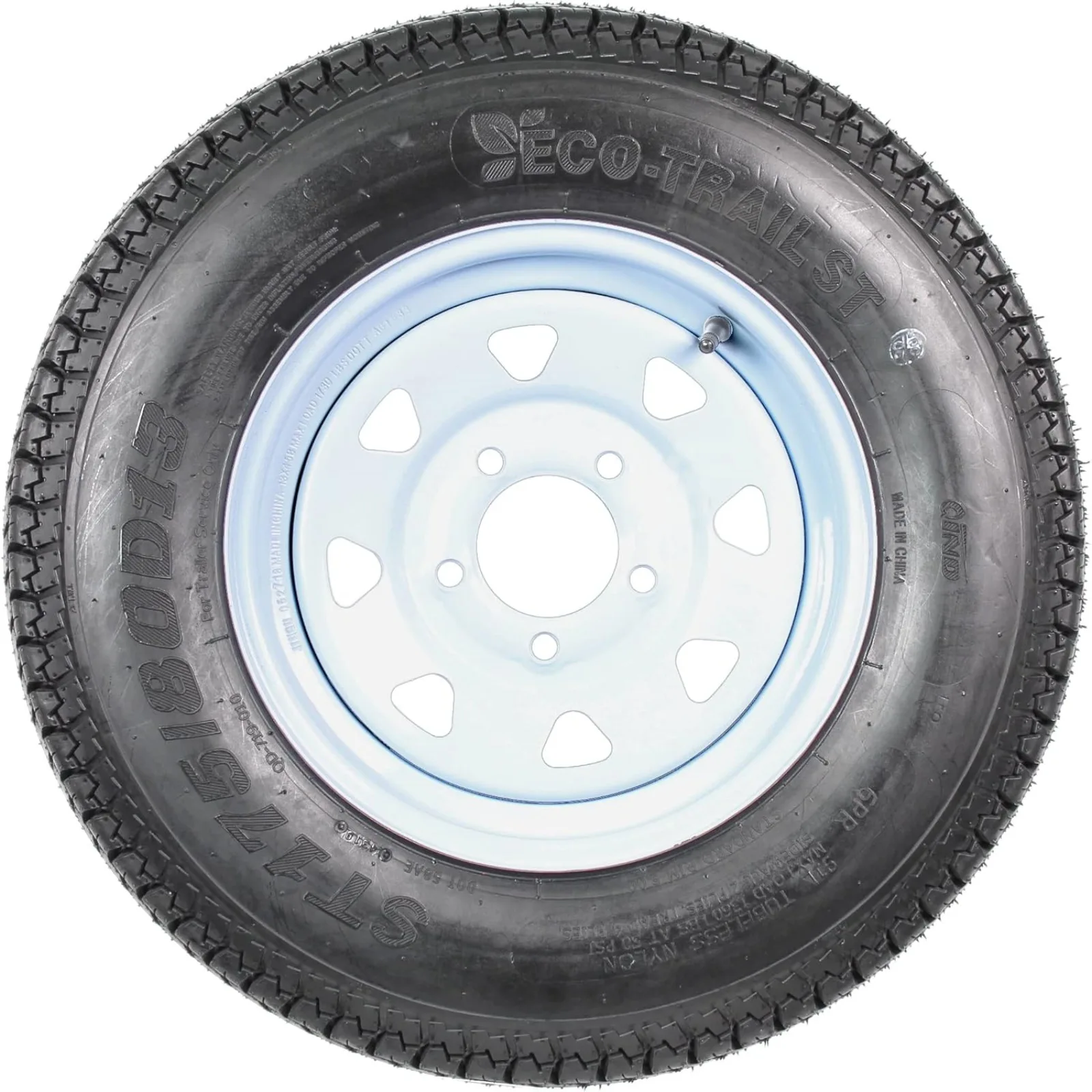 US  2-Pack Trailer Tires Rims ST175/80D13 175/80 13 B78-13 Load Range C 5 Lug White Spoke Wheel -2 Year Warranty w/Free Roadside