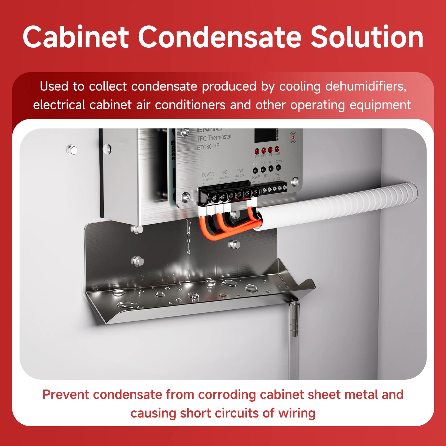 ENMG Stainless Steel Condensate Collection Tray for Semiconductor Cabinet Cooler / Dehumidifier – Fits Distribution Cabinets