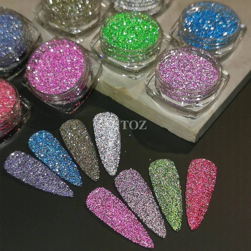 4 pz/set polvere per unghie Glitter riflettente argento Sparkle Flash Diamond Pigment Dust Sugar Effect Dip Powder Manicure Decoration