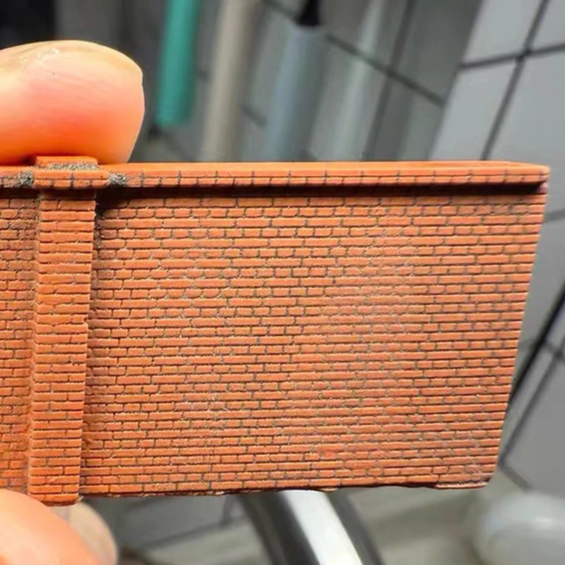 N 스케일 미니어처 석고 벽돌 벽 시뮬레이션 모델 빨간 울타리 건축용 인형집 정원 액세서리 1개