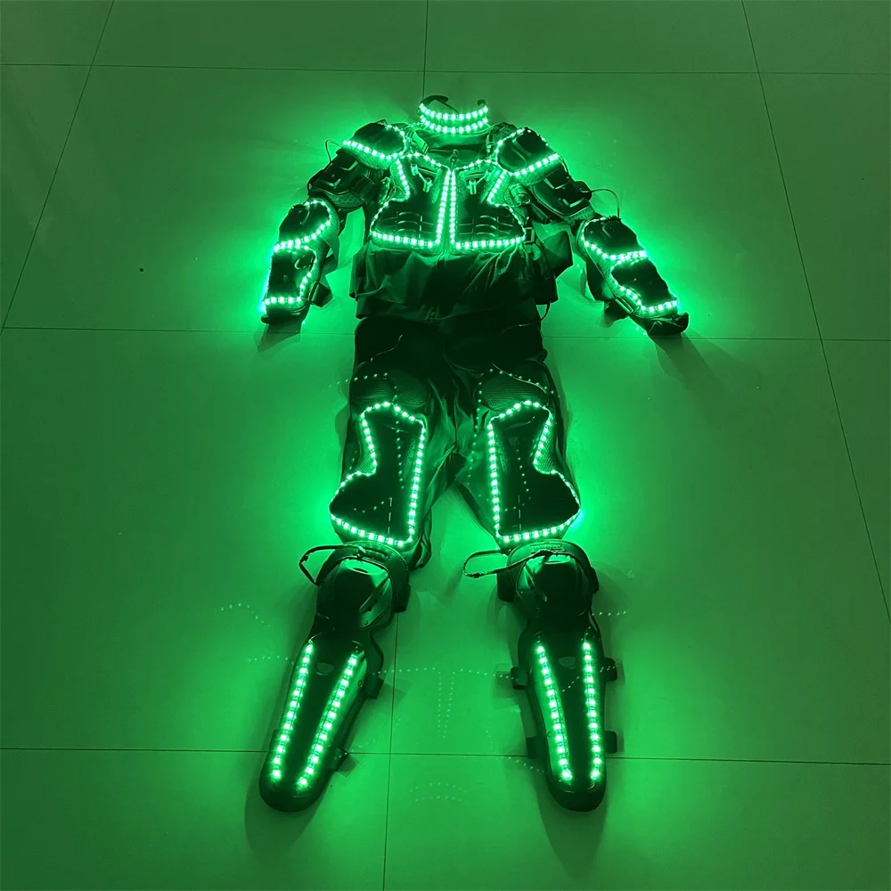 Magicool New Design Green Red Laser RGB Led Robot Armor Costumes DJ Stage Show Light Up Luminous Clothes Ballet Gloves Glasses