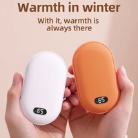 2 In 1 Pebble 10000mAh Hand Warmer Quick Heating Double-sided Mini Pocket Warmer Digital USB Rechargeable Mobile Power Bank