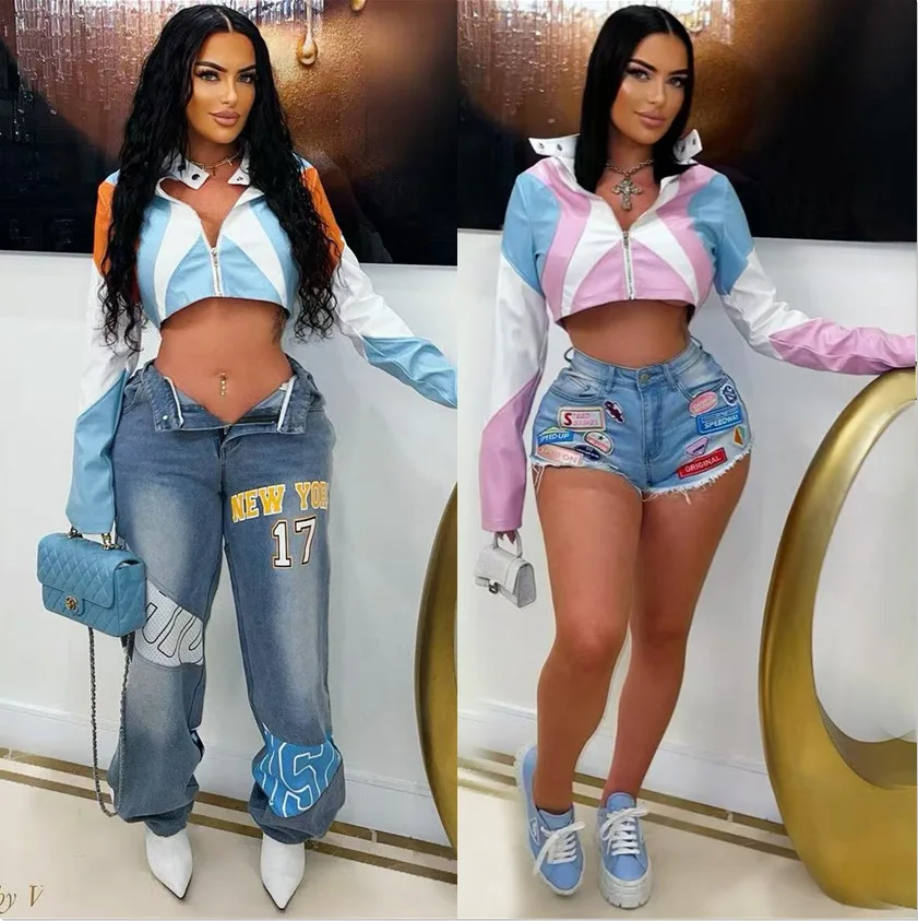Women Crop Leather Jackets Varsity Baseball Coats Y2K Streetwear 2025 Winter Fall Clothes Cropped Cyber Racer Jackets Coats