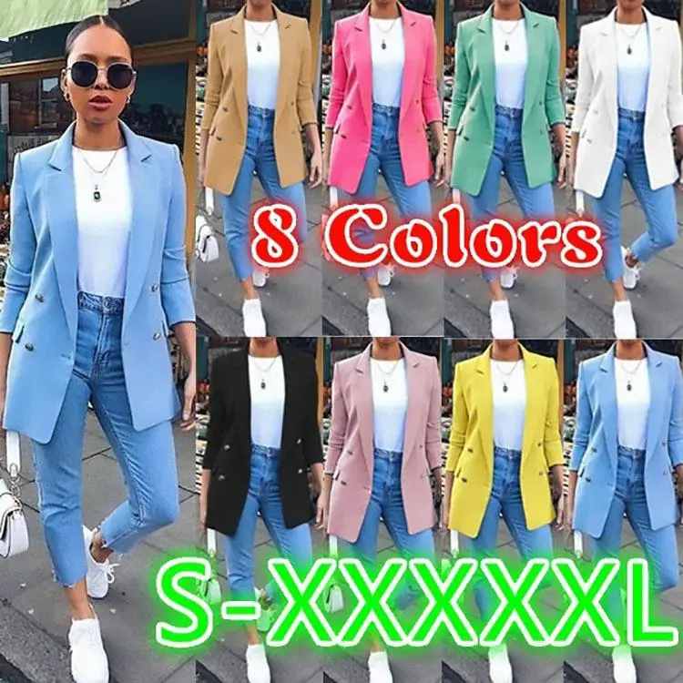 

Women's Tongya Lapel Cardigan Suit Jaet Casual Sle Polyester Fiber Long Sve Pure Color Busin Casual Faion