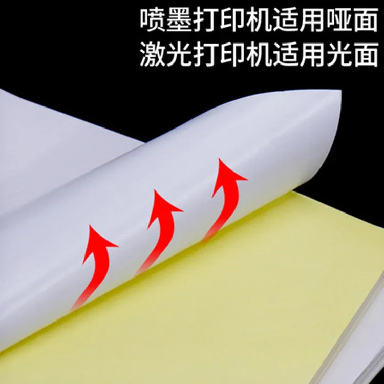 A4 Self Adhesive Label Paper, 100 Sheets per Pack, Glossy Matte and Kraft Sticker Sheets 210 x 297 mm, for Laser and Inkjet
