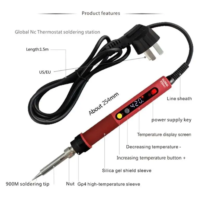 

652F E60WT светодиодный цифровой постоянный температурный регулируемый профессиональный электрический паяльник 60 Вт сварочные