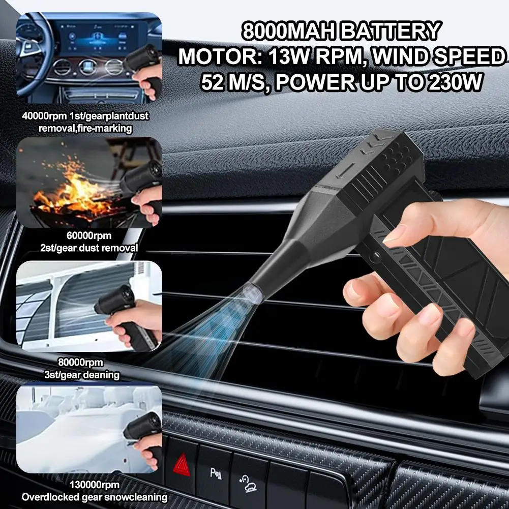 

Мощный турбовентилятор X6 с бесщеточным двигателем, 130000 об/мин, для уборки и сдувания пыли, инструмент для мощной очистки воздухом