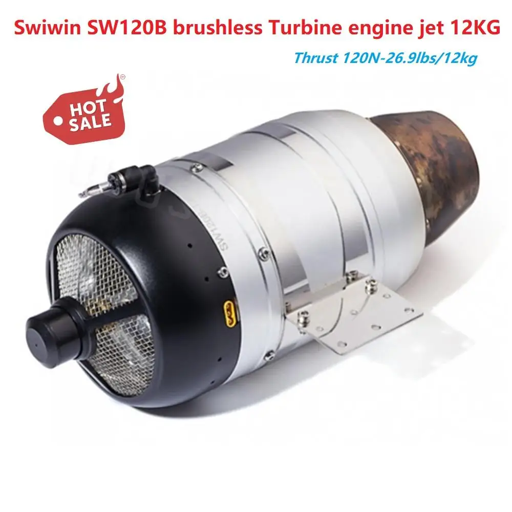 Swiwin SW120B brushless Turbine engine jet with Autostart and Brushless Starter Thrust 120N-26.9lbs/12kg for RC Large Airplane