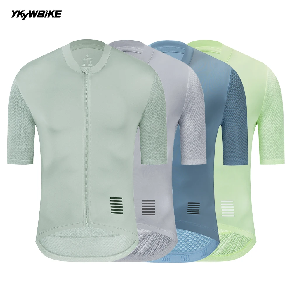 YKYWBIKE Summer Men’s Pro Cycling Jersey Breathable Mtb Shorts Sleeve Bicycle Clothing Pockets Mountain Cycling Road Bike