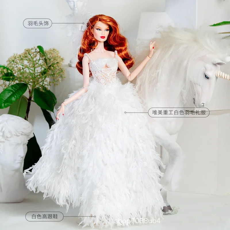 Upscale dress set / light pink gown + shoes / high end Doll clothes suit outfit accessories for 30cm Xinyi Fr2 ST Barbie Doll