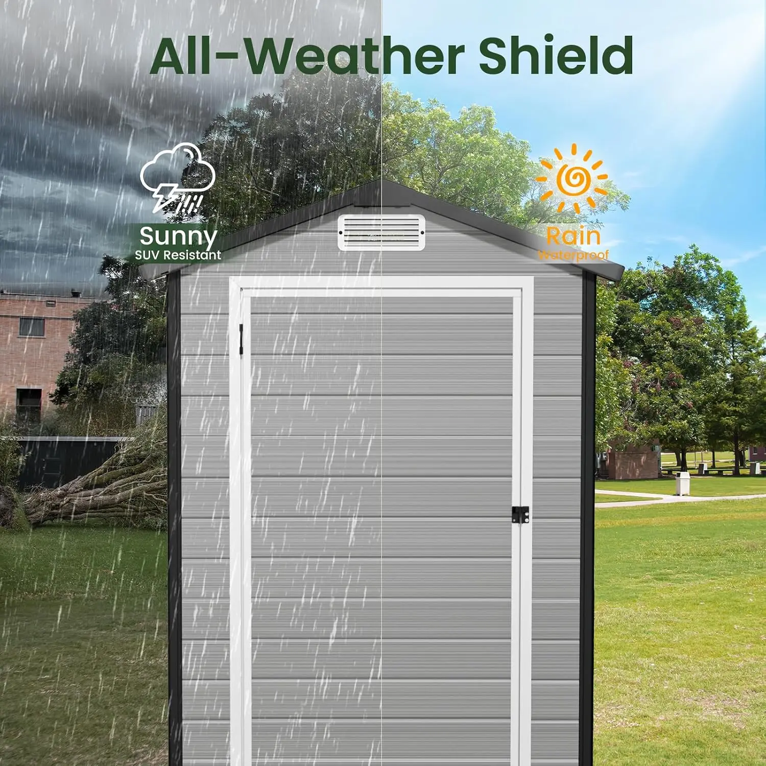 Outdoor Storage Shed with Floor, Resin Plastic Utility Garden Tool House 4×6 FT, Customized - view 6