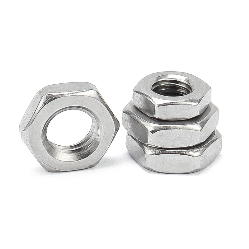2-25pcs Steel Nut M2.5 M3 M4 M5 M6 M8 M10 M12 M14 M16 304 A2-70 Stainless Steel Flat Hex Hexagon Thin Nut Jam Nut DIN439 GB6172