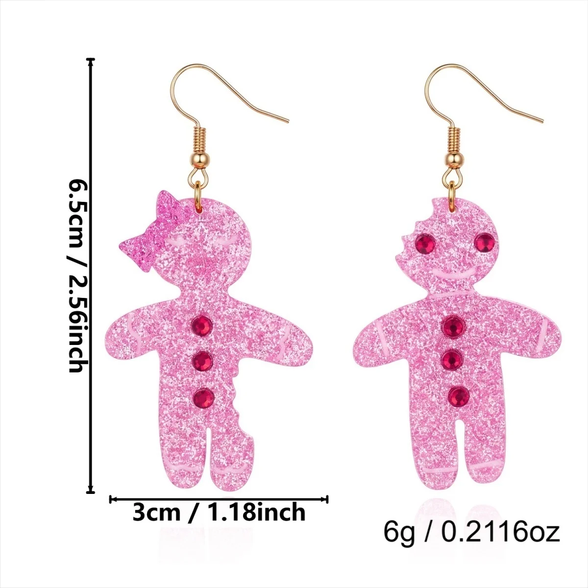 Lustige Ohrstecker mit simulierten Perlen und Weihnachts-Lebkuchenmann-Motiv für Damen, kreative Acryl-Ohrringe mit winkenden Lebkuchen-Männchen, Schmuck – Detail 40