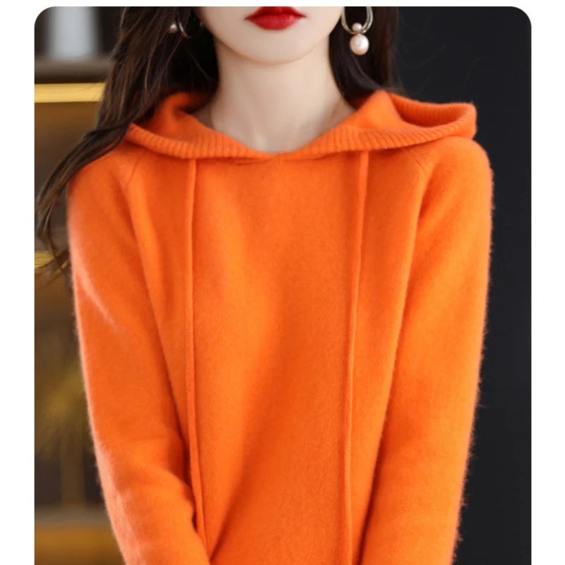 여성 후드 긴팔 풀오버, 고급스러운 캐주얼 바디 탑, 루즈 핏, 절묘한 피스, 가을 겨울 스타일