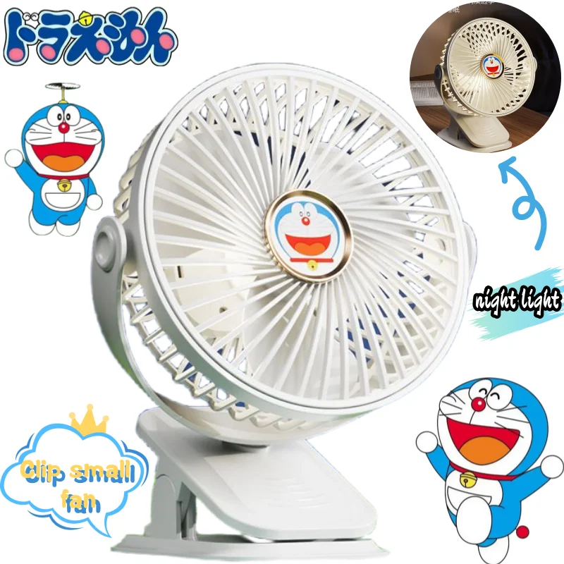 Doraemon segundo anime clipe periférico pequeno ventilador dos desenhos animados criativo pode agitar a cabeça do mini ventilador de vida útil da bateria ultra-longa