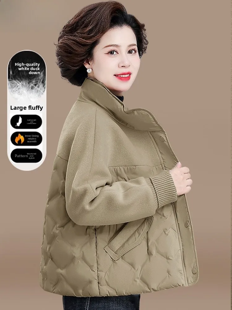 

Теплая шерстяная куртка-пальто Jaet для женщин: модная свободная зимняя одежда для среднего возраста с короткой молнией