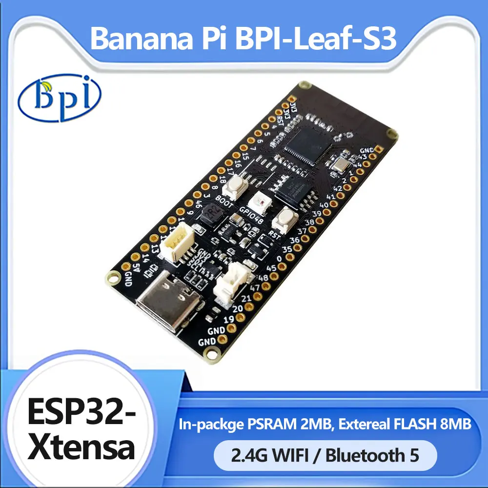 Banana Pi BPI-Leaf ESP32 S3 Xtensa 32 bit LX7 With WIFI BT PSRAM FLASH Support I2C Run Micropython ESP-IDF CircuitPython Arduino