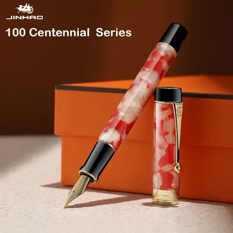 JINHAO 100 Centennial Resin Gold Fountain Pen EF F M Nib Writing Business Office Students Supplies Stationery Pens for Writing